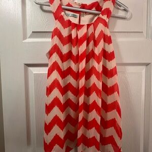 Maurices Vibrant Red and Cream Chevron Tank Top